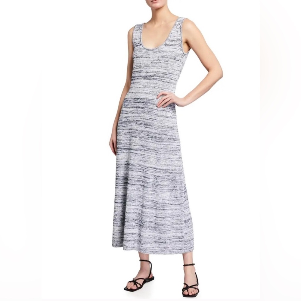 MaxMara Leisure Biglia Marbled Navy Blue Knit Midi Dress Size Medium New